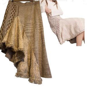Anthropologie Sleeping on Snow Asymmetrical Tan Skirt